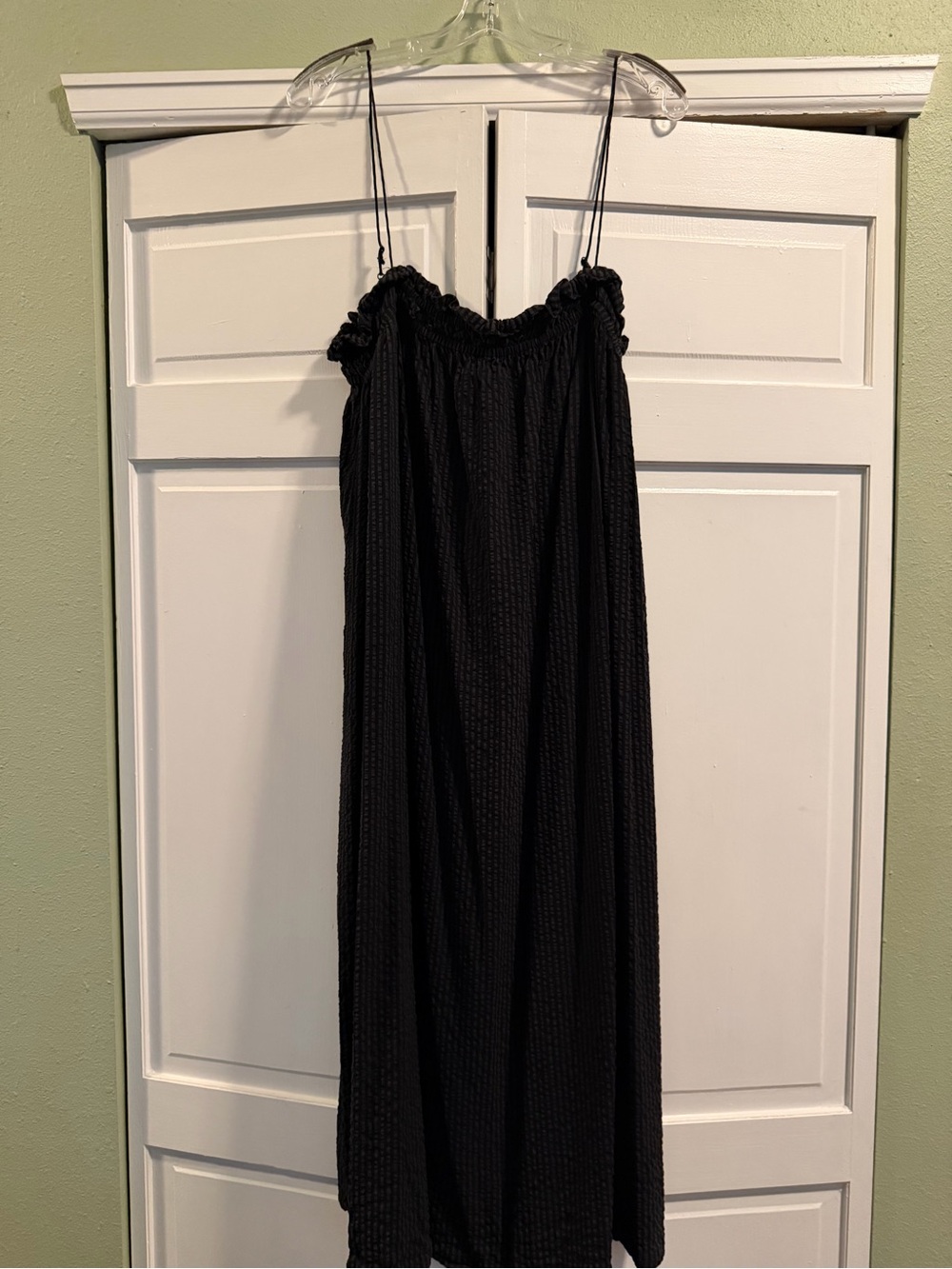 Black and Grey Striped Spaghetti Strap Maxi Skirt